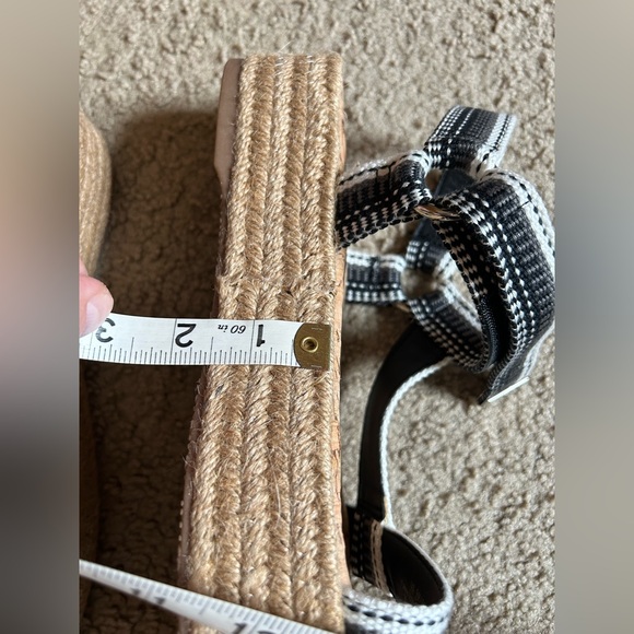 Sam Edelman Artica Woven Flatform Wedge Platform Espadrilles Sandal BLACK WHITE - Picture 3 of 16